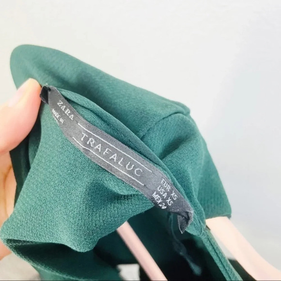 ZARA‎ Trafaluc Dark Green Cropped Bell Sleeve Top - Picture 7 of 8